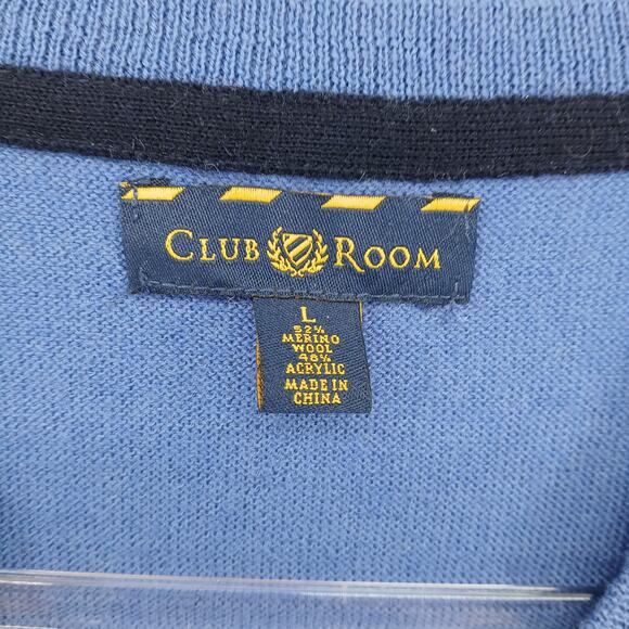 Club Room Blue Merino Wool Pull Over Sweater Vest Mens LG Old Money Minimalist - Picture 3 of 7